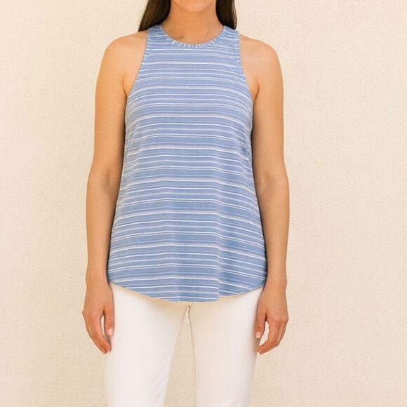 Lululemon Striped All Tied Up Open Back Sleeveless Tank Top Stretch Gray Size 4 - Picture 1 of 9